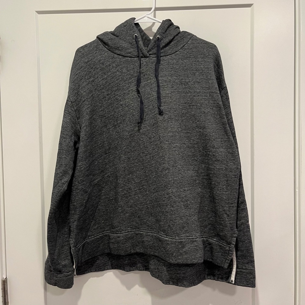 J.Crew Mens XL Charcoal Gray Marl Cotton Tencel Blend Fleece Pullover Hoodie